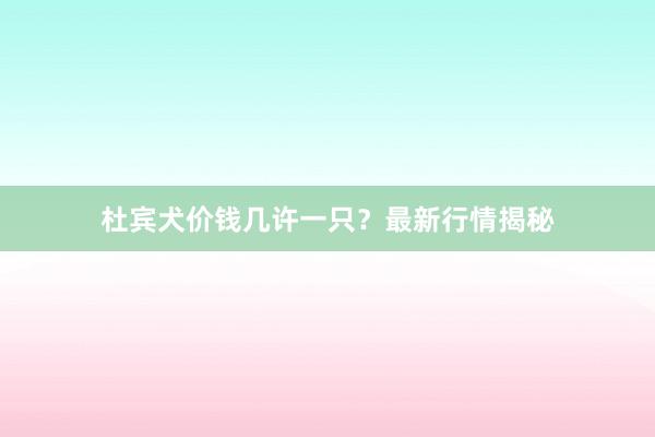 杜宾犬价钱几许一只？最新行情揭秘